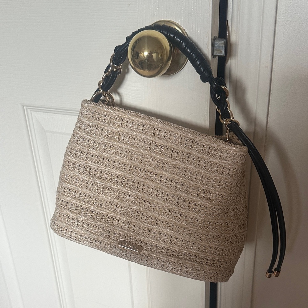 BCBGeneration Beige Woven Shoulder Bag